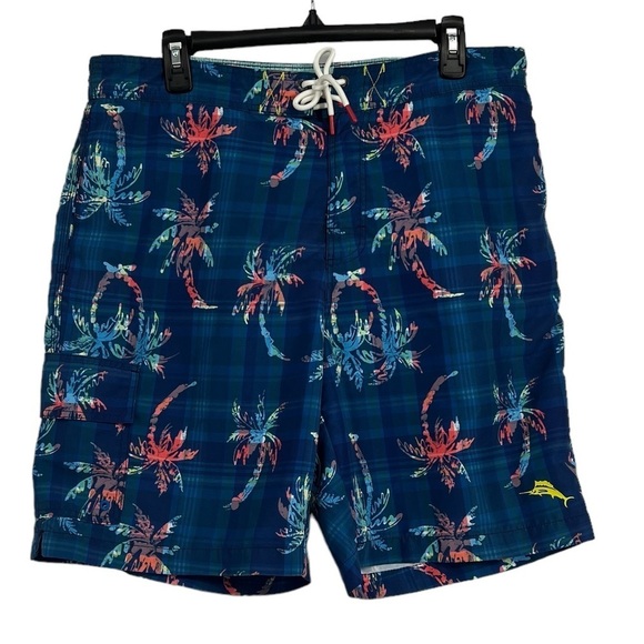 Men's Baja Palm Illusion Print Classic-Fit 9'' Swim Trunks LG. Tommy Bahama - Picture 3 of 8